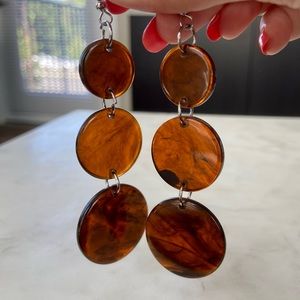 Tortoise Shell Long Dangling Earrings